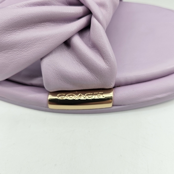 Coach Women's Brooklyn Leather Sandals - Violet Lilac Purple Twist Knot Slide 7 - Picture 3 of 8